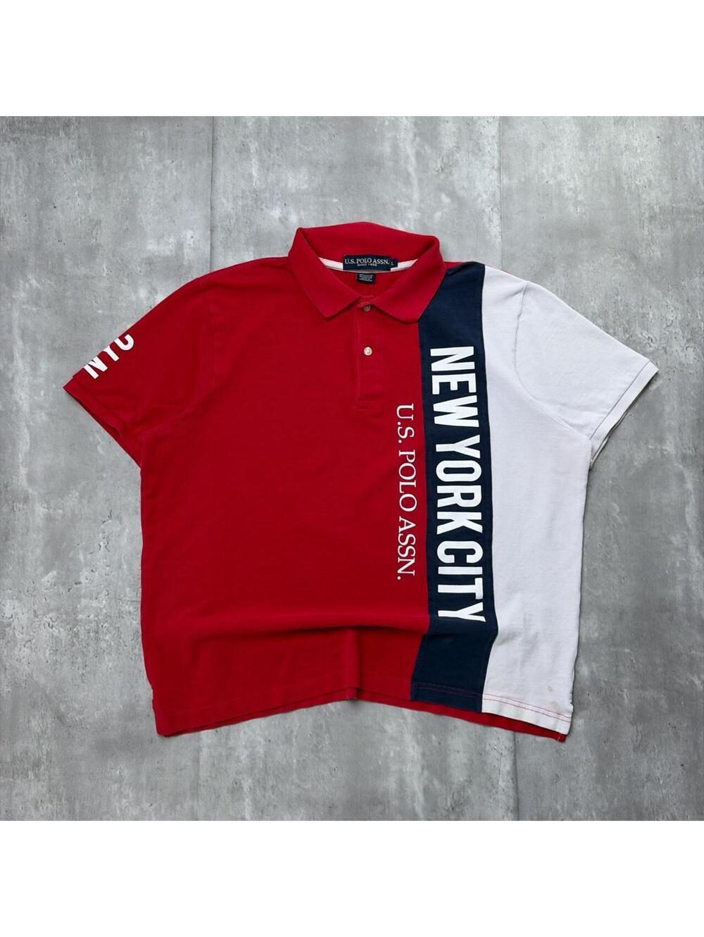Y2K Red U.S. Polo Assn NYC Grunge Skater Polo Shirt